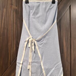 Light Blue Strapless Dress with Cream Trim